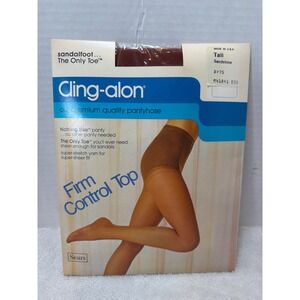 NOS VTG Cling alon Firm Control Top Pantyhose Tall Sandstone Sears